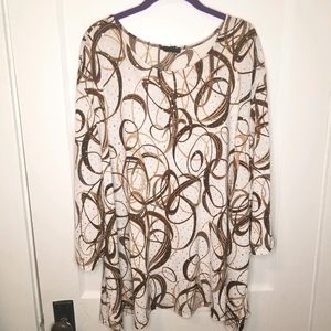 Plus Size Y2K Brown Swirl Print Top Size 3X / 4X
